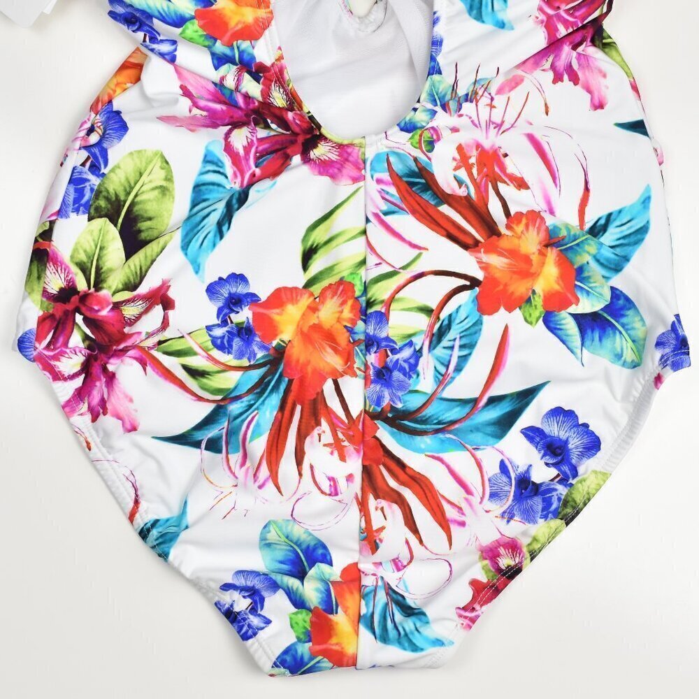 Athena  Plunge Tropical Floral One Piece Swimsuit NEW - 10 - Picture 6 of 9